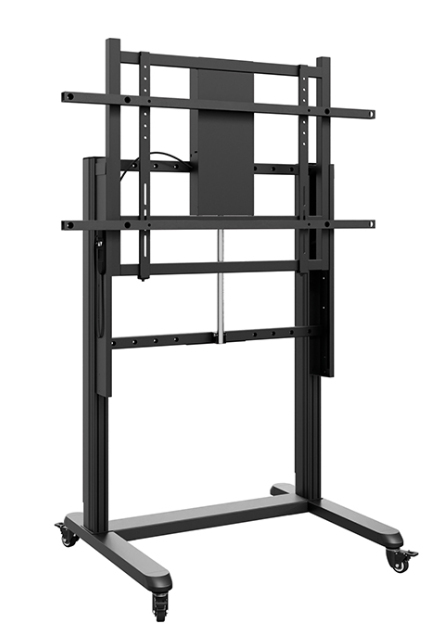 TV-Ständer, Metallgestell, schwarz, Rollen, höhenverstellbar