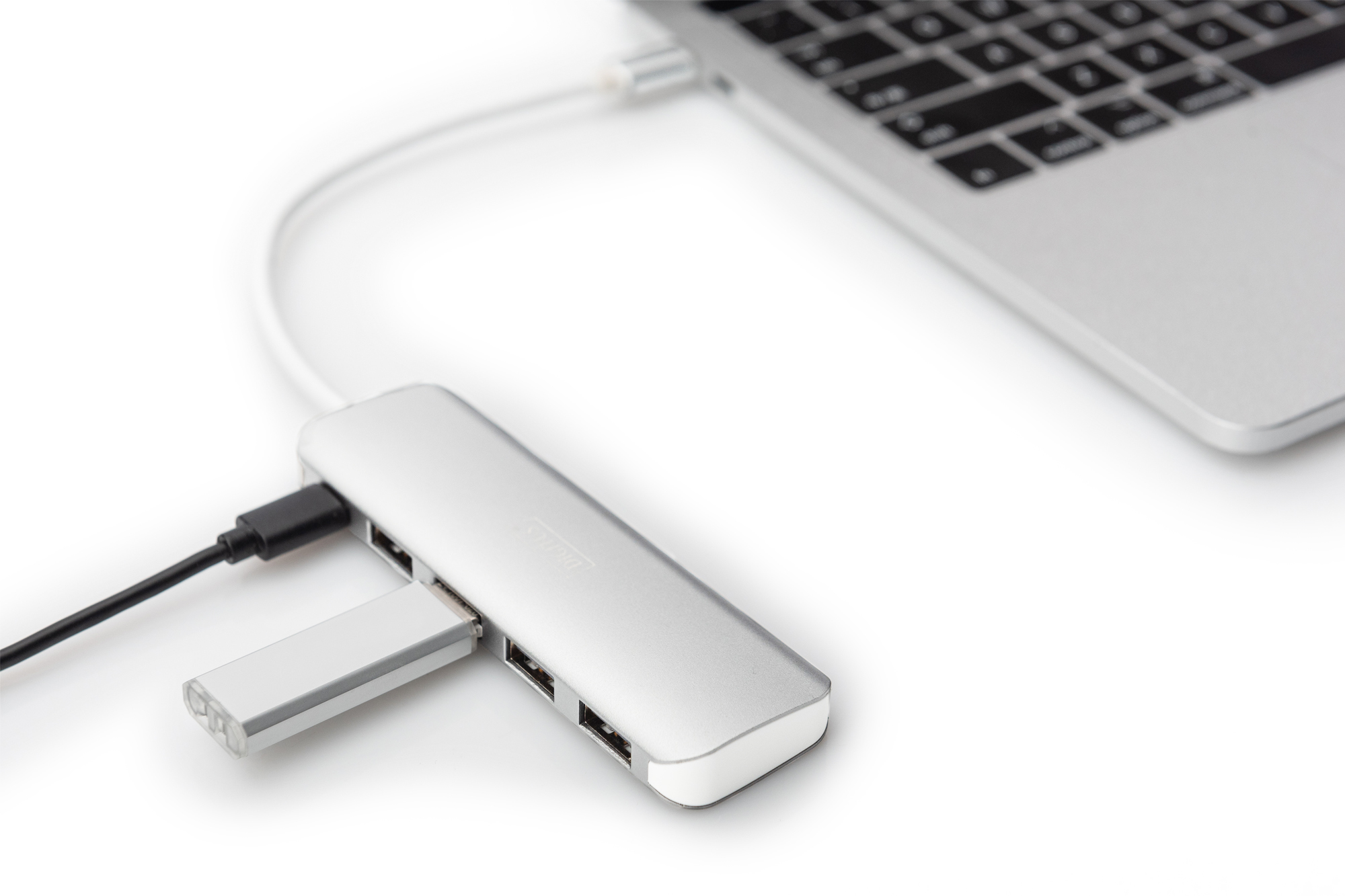 USB-Hub, USB-C-Hub, Aluminium, Silber, Computerausgang