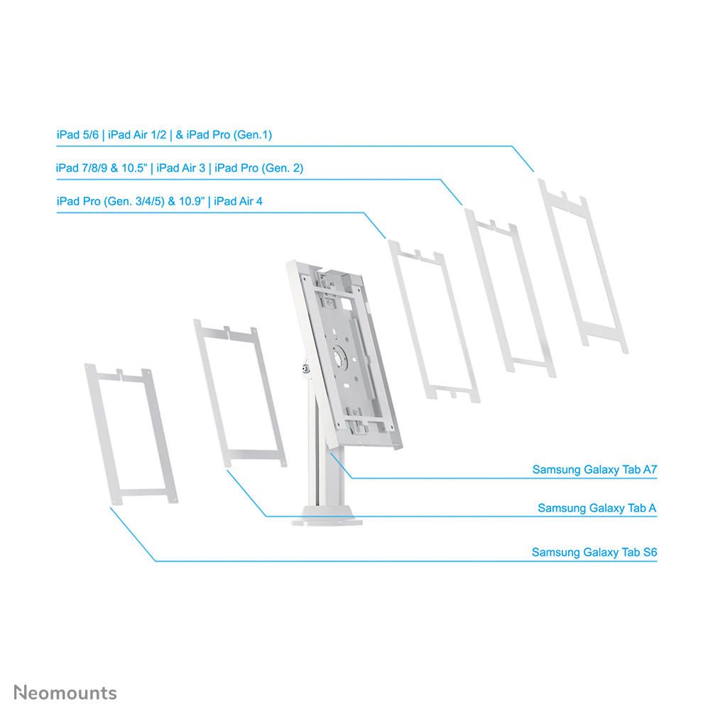 Neomounts Tischhalterung für Tablets - -25,4 mm (-1 Zoll) - -25,4 mm (-1 Zoll) - Weiß - 90 Grad  - 75 Grad  - -1 kg