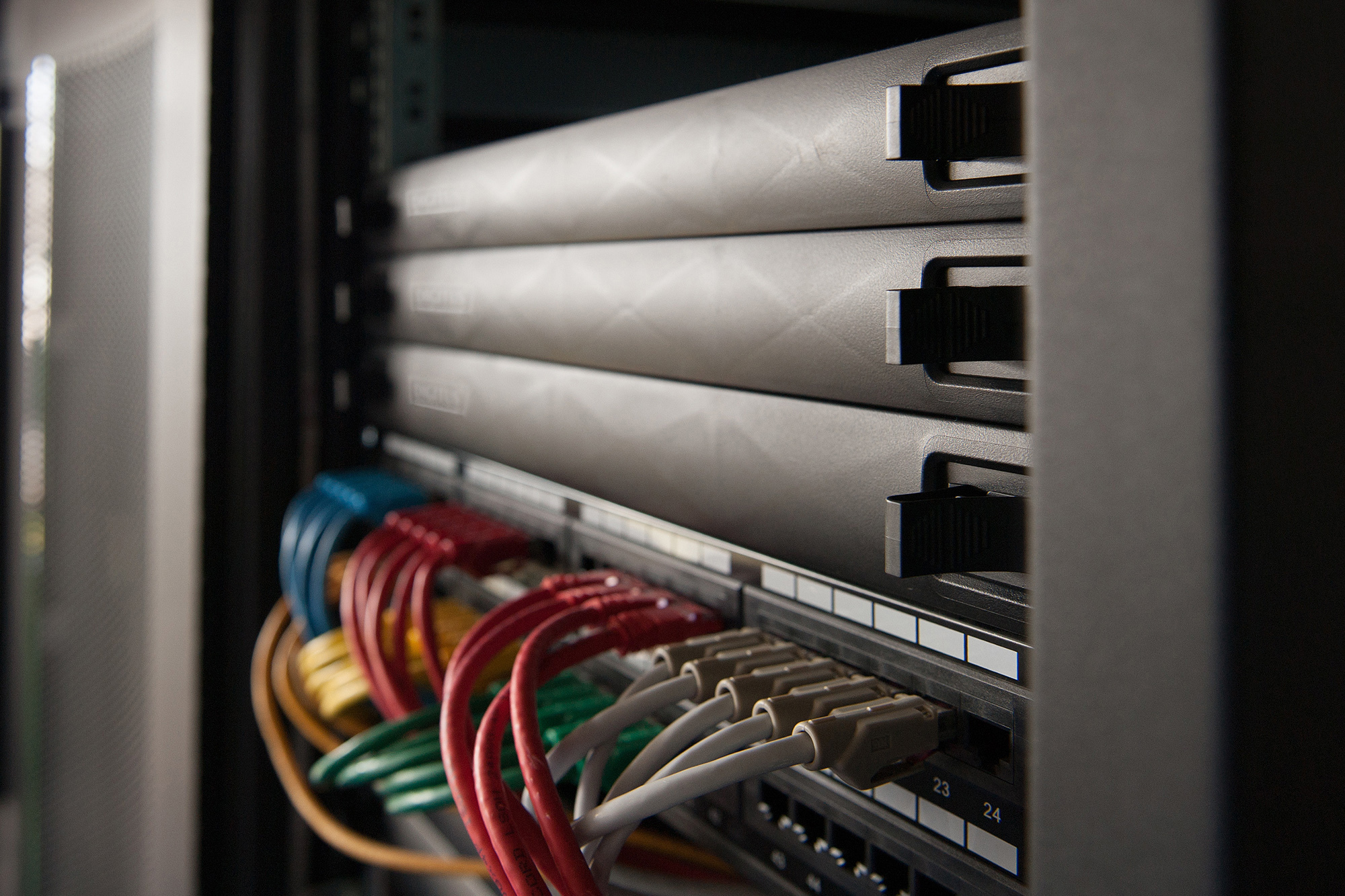 server, rack, netzwerk, kabel, Patchpanel