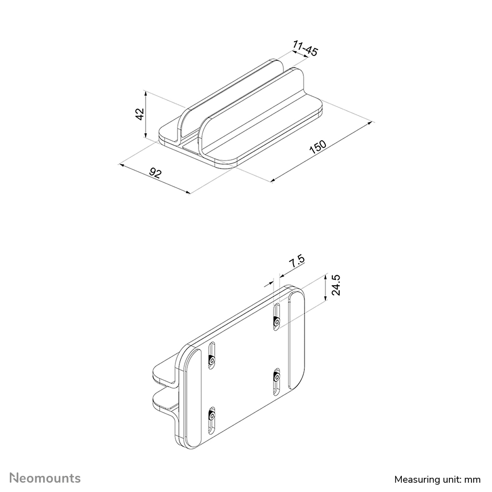 Neomounts Laptopständer vertikal -5kg schwarz 11-17"/Aluminium