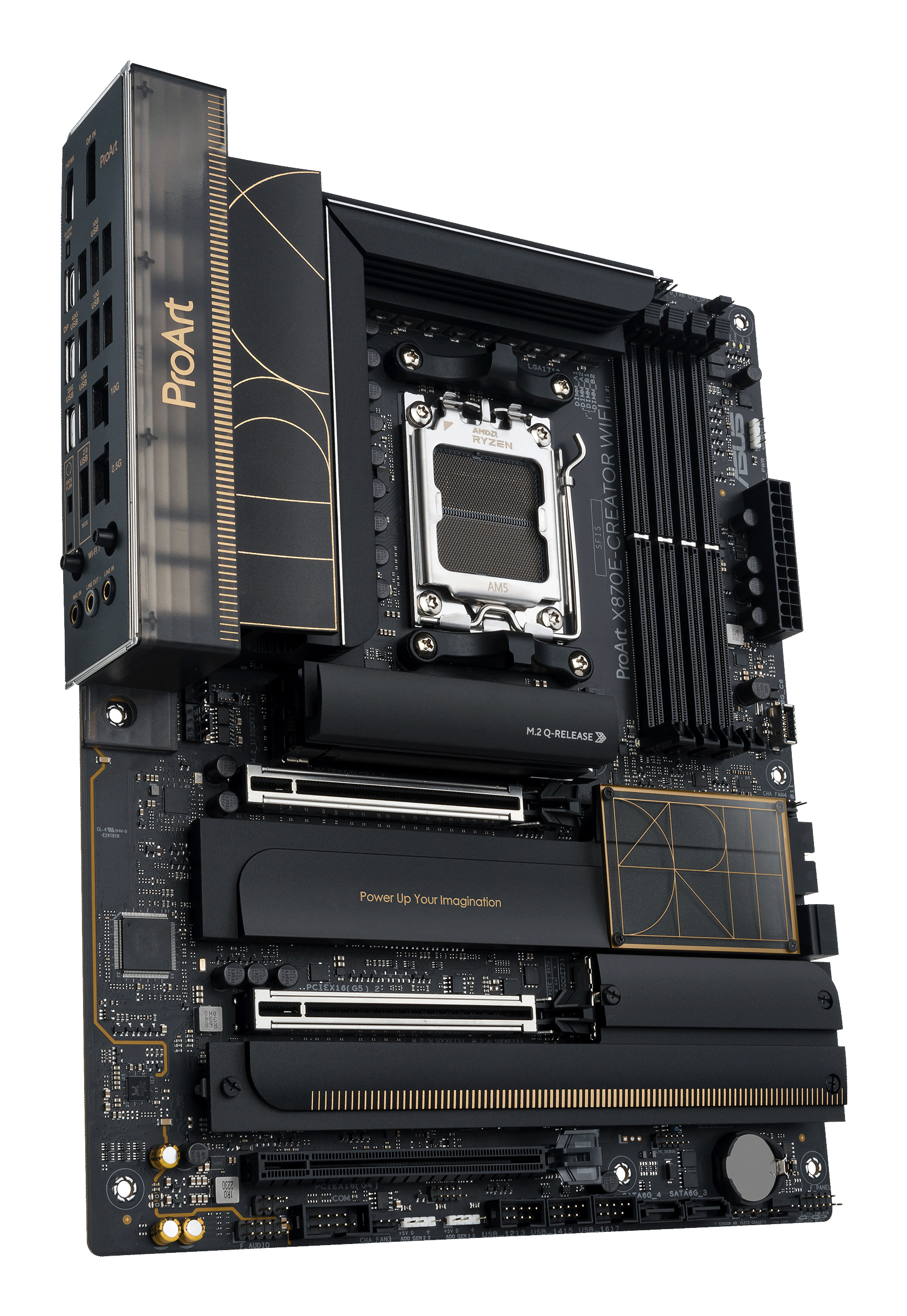 Mainboard, AMD X870E, AM5-Sockel, ATX-Format, Schwarz-gold