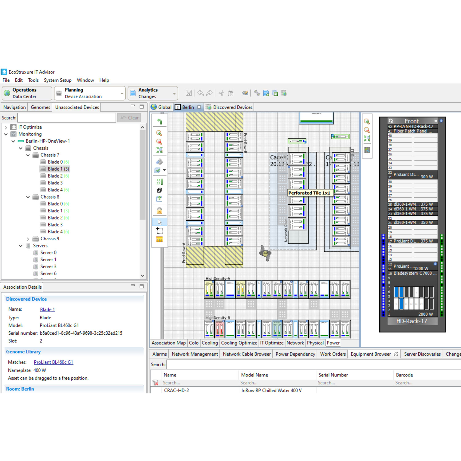Datenzentrum, Rack-Layout, Server-Blade, Netzwerk-Schrank, IT-Infrastruktur