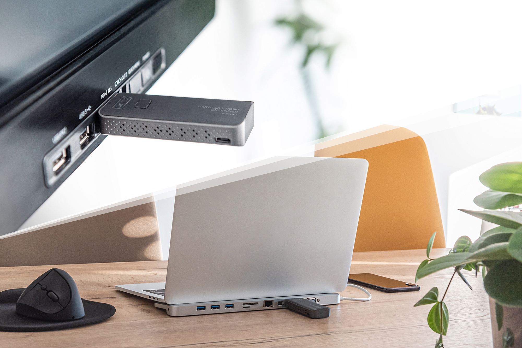 HDMI-Verlängerung, Drahtlos, USB-C Dock, Laptop, Schreibtisch-Setup