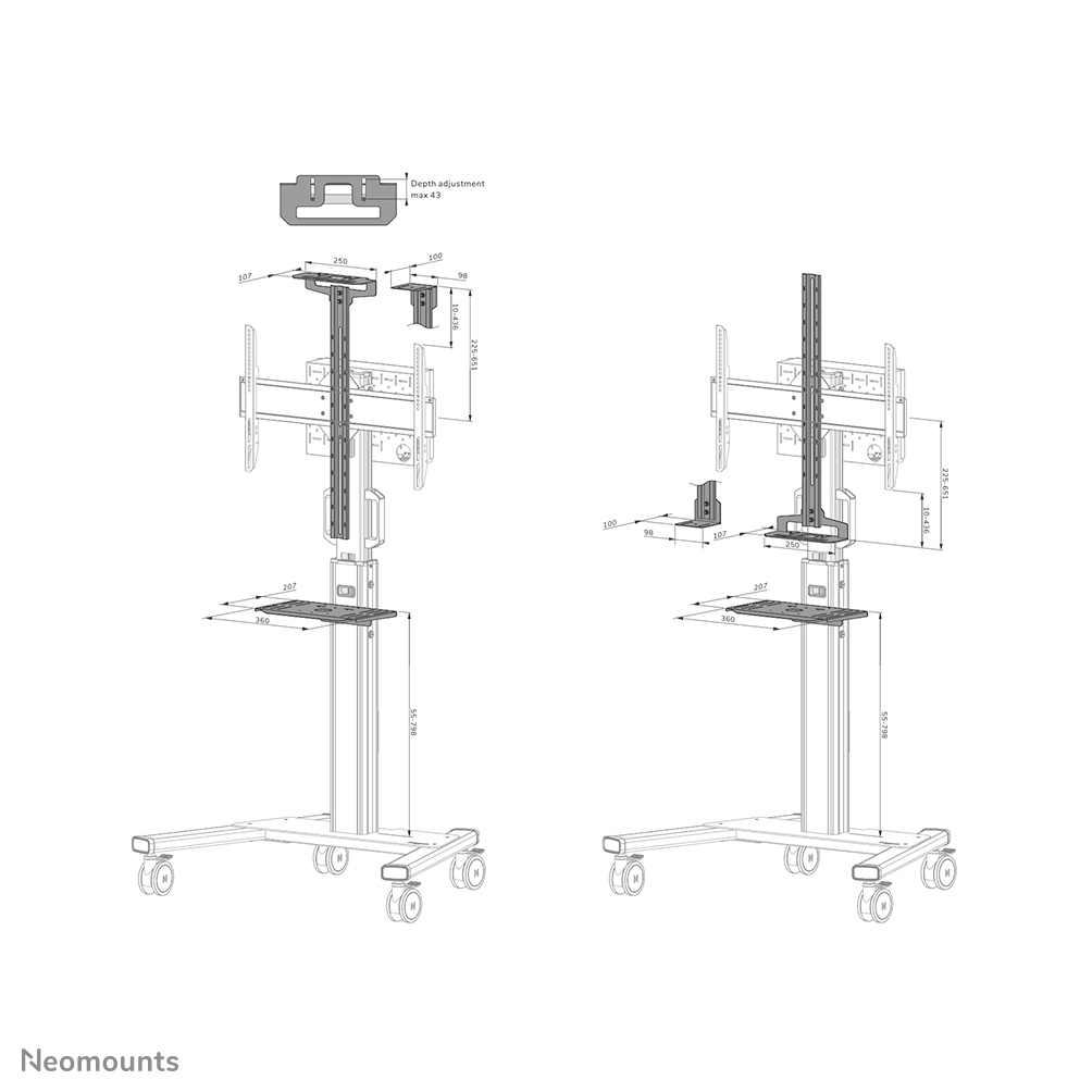 Neomounts Videobar & Multimedia-Kit - 246 mm - 90 mm - 782 mm - China - 3 Stück(e) - 266 mm