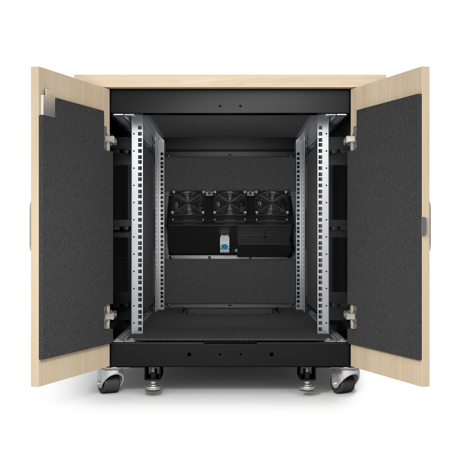 serverrack, Schrank, Netzwerkgerät, Belüftungslüfter, Holzschrank
