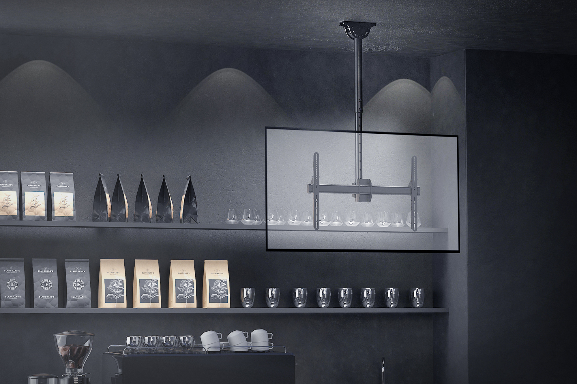 ausrüstung, anzeige, regal, kaffeehaus, bar-setup