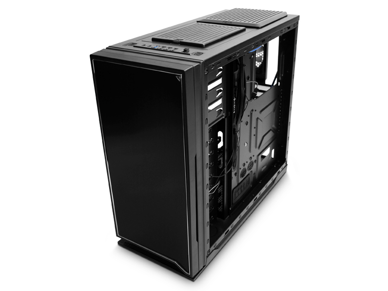 Computercase, Mid-Tower, Schwarz, PC-Gehäuse, Offenes Seitenteil