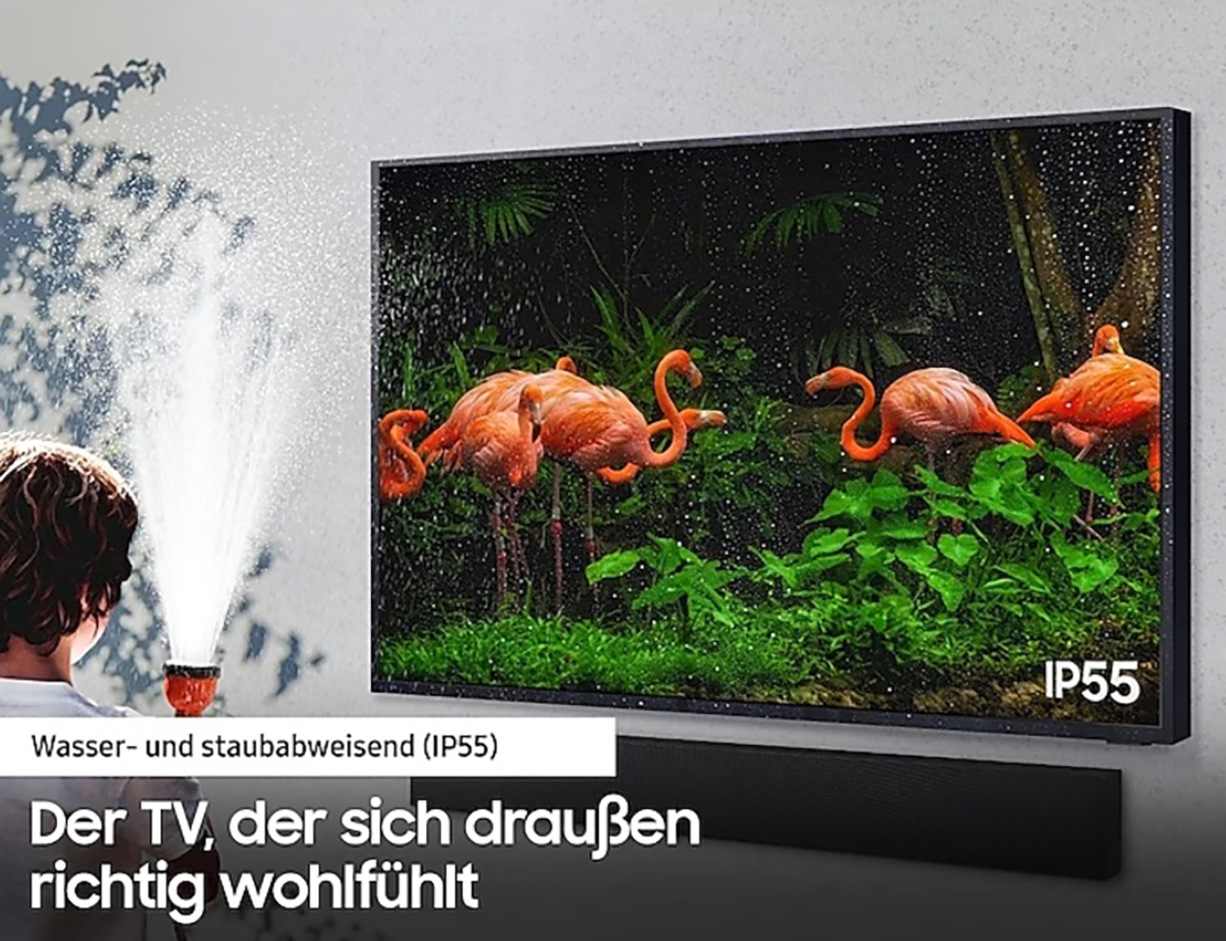Samsung TV GQ75LST7D  75" Terrace-TV  (2025´er Modell) Bildschirm, Computer-Hardware, Überwachen, Zoo, Person