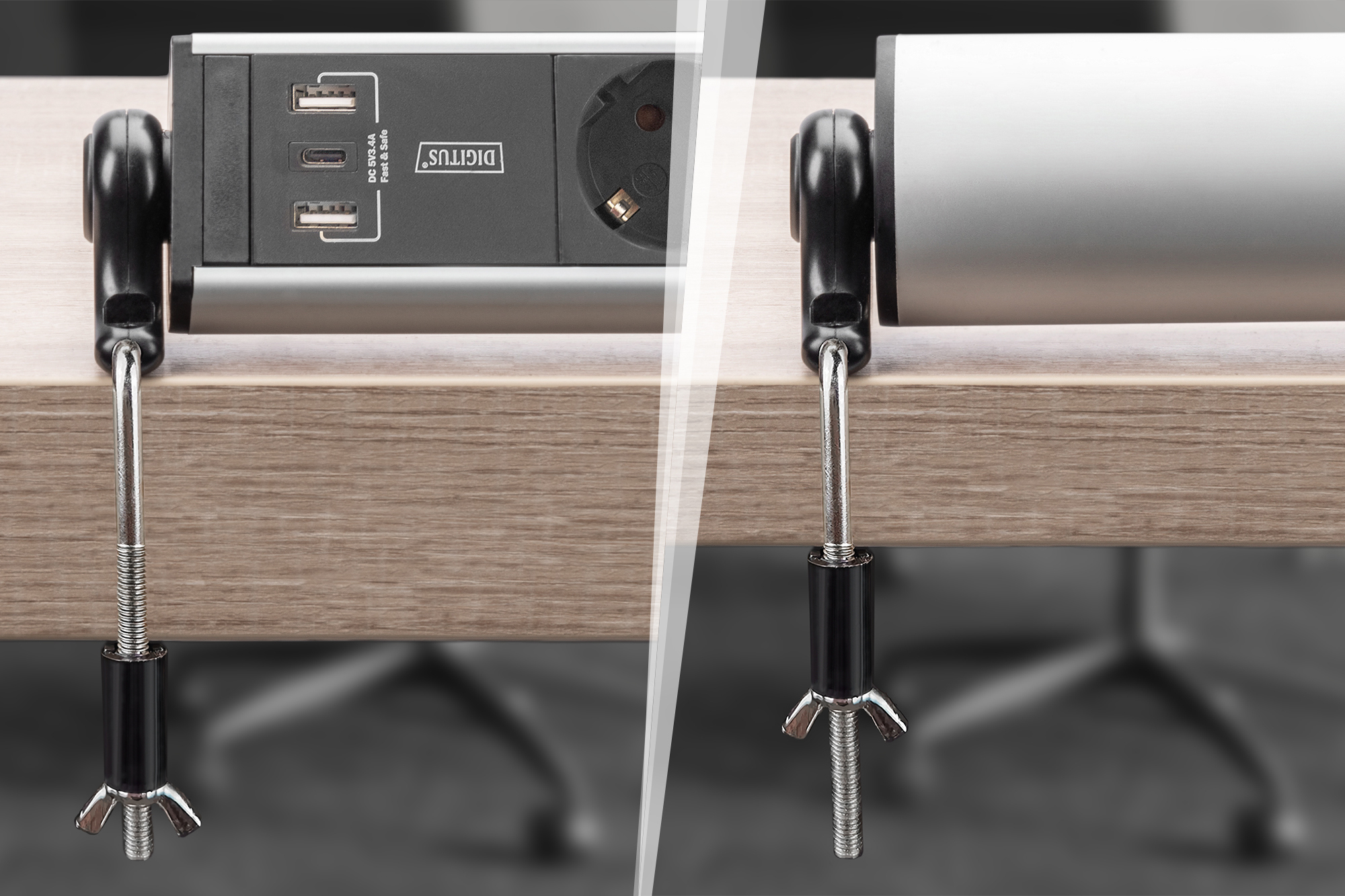 DIGITUS DA-70624 6-fach Office-Steckdosenleiste mit 3x USB-Anschlüssen DIGITUS DA-70624 6-fach Office-Steckdosenleiste mit 3x USB-Anschlüssen