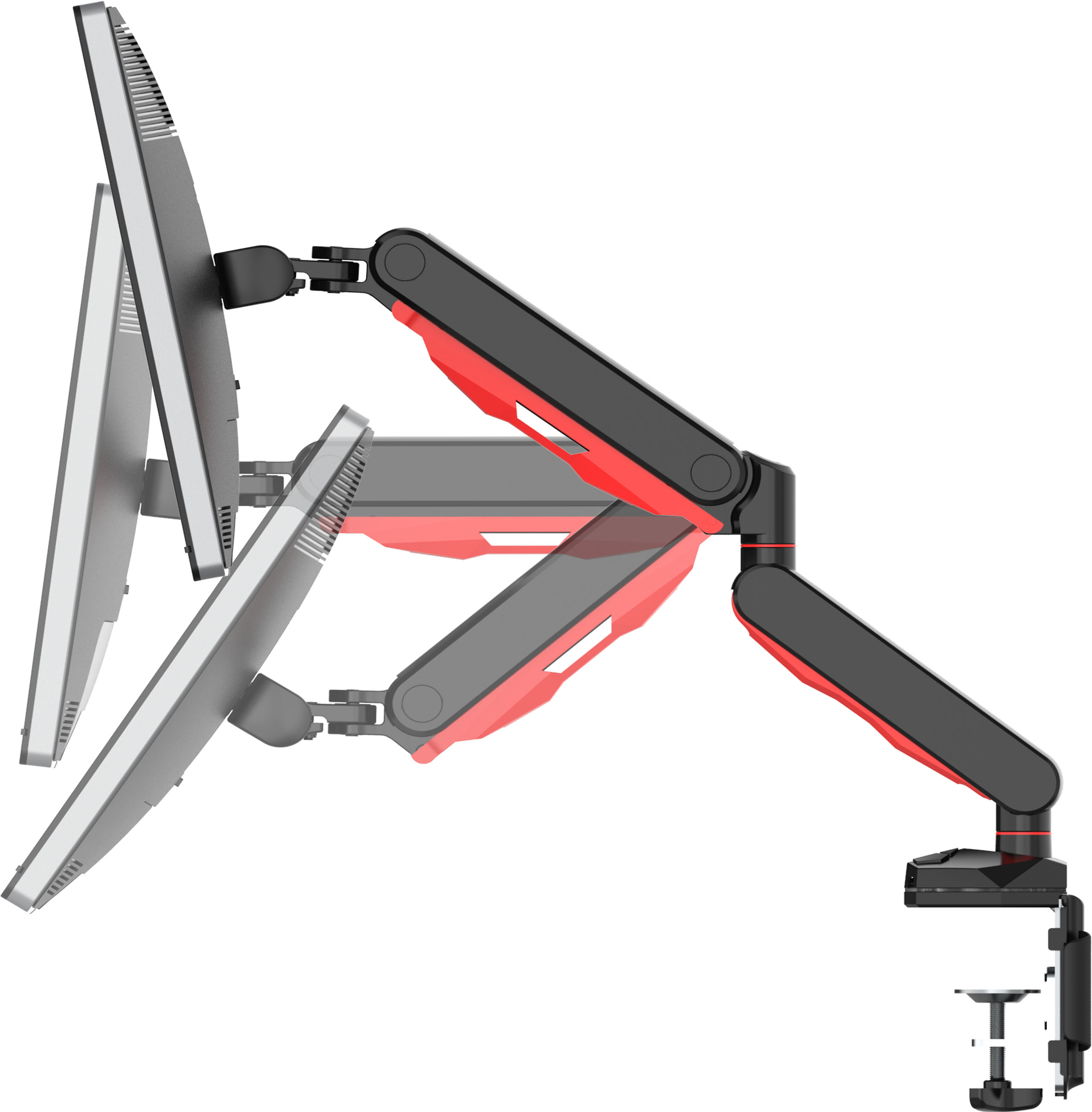 monitorarm, dualmonitorarm, gelenkarm, rottschwarz, Klemmhalterung