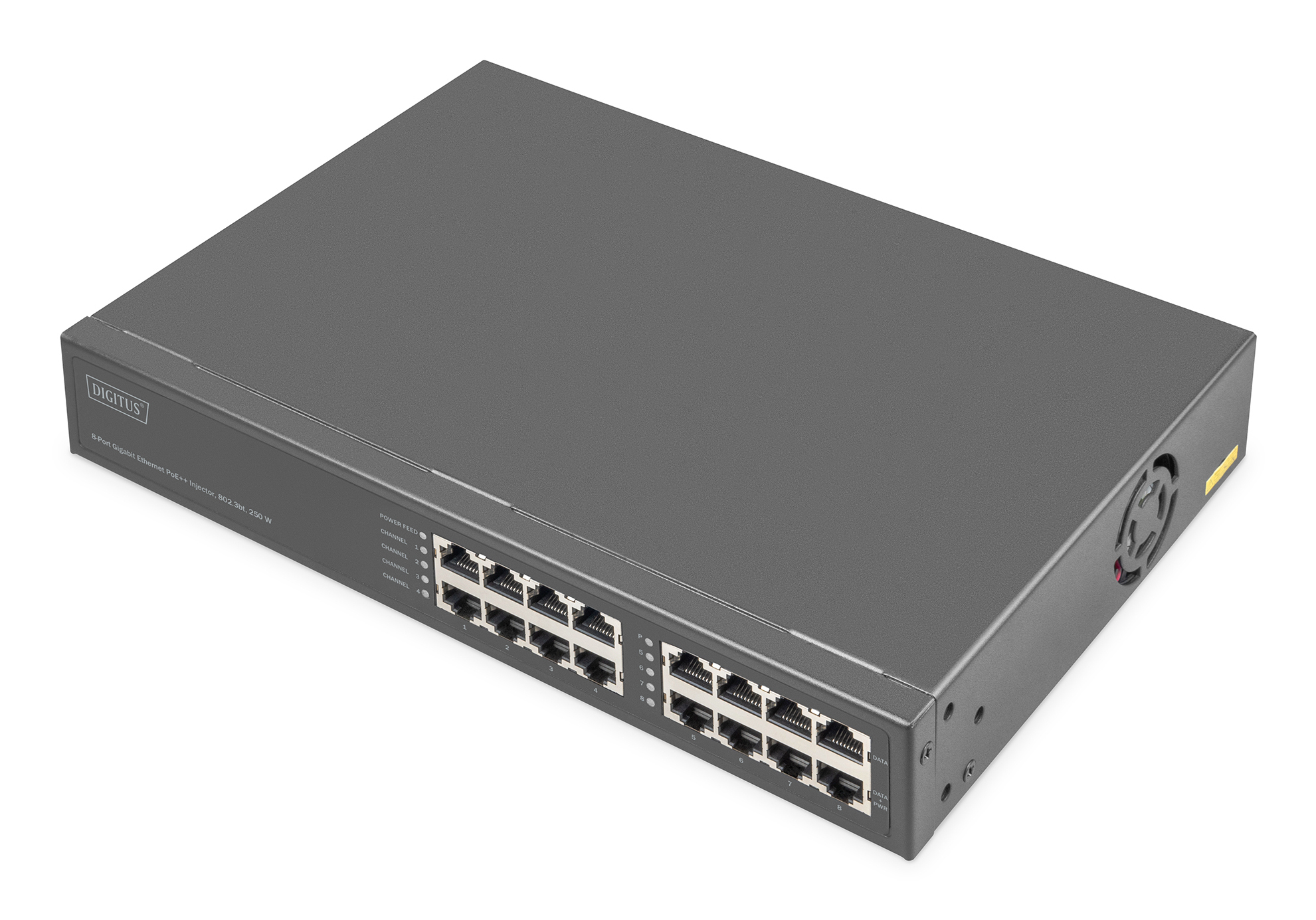 DIGITUS DN-95118 8-Port Gigabit Ethernet PoE Injektor, 802.3bt, 250 W DIGITUS DN-95118 8-Port Gigabit Ethernet PoE Injektor, 802.3bt, 250 W