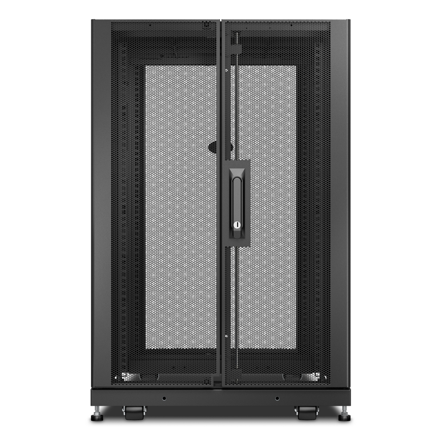 server rack, cabinet, metal mesh doors, double doors, lockable