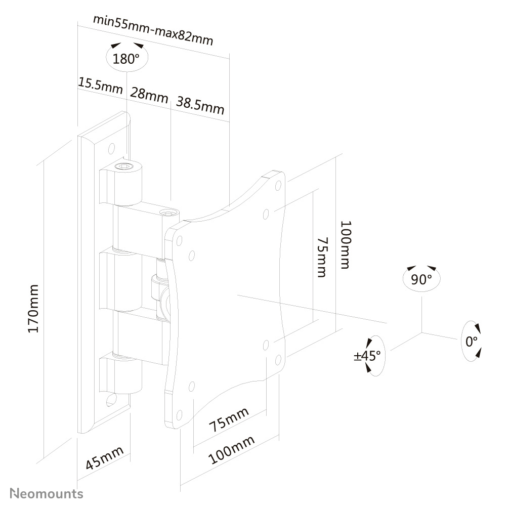 Neomounts FPMA-W810 - Befestigungskit ( Wandmontage ) für LCD-Display - Silber