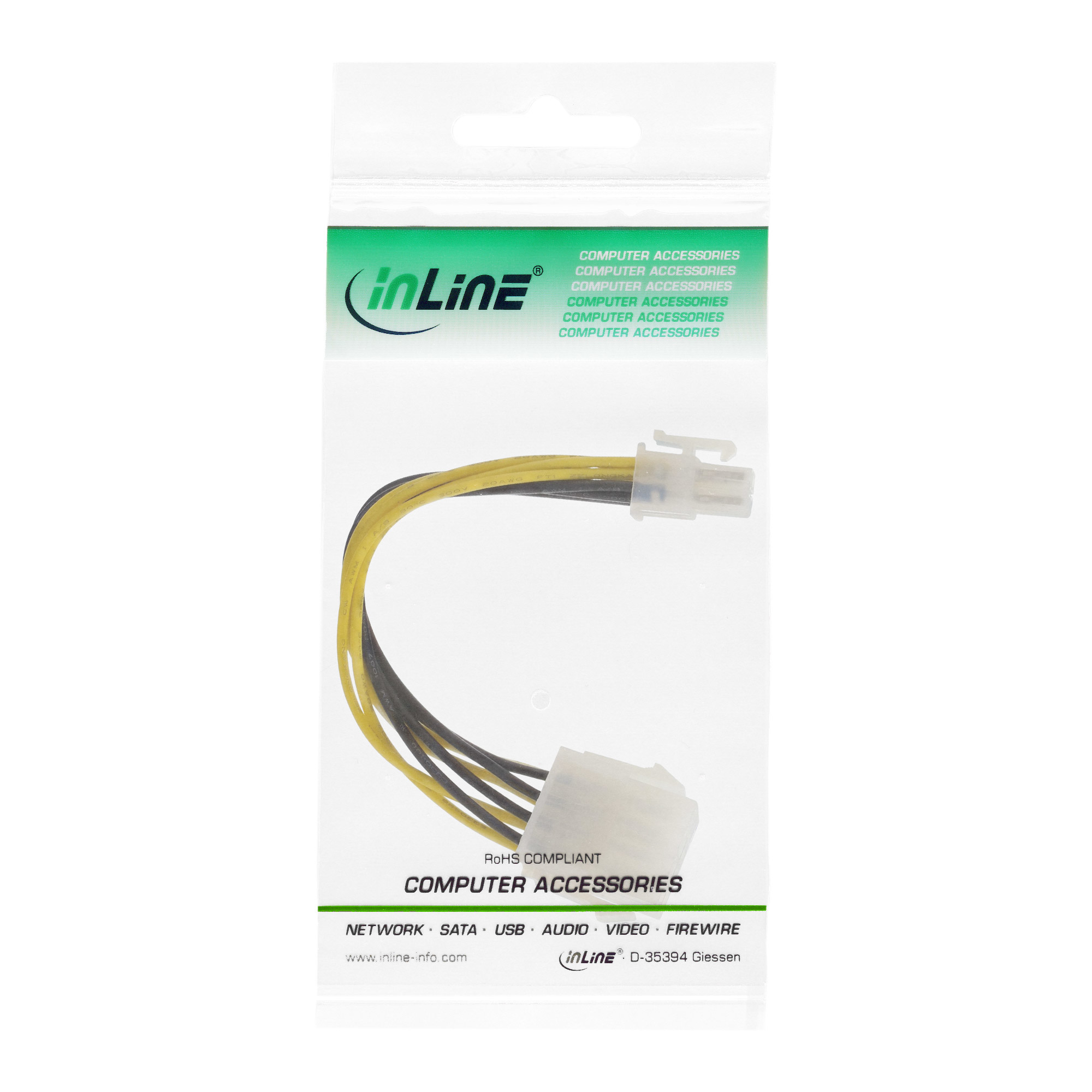 InLine Stromadapter intern - 8pol ATX2.0 Netzteil (EPS) zu 4pol ATX1.3, 26633A InLine Stromadapter intern - 8pol ATX2.0 Netzteil (EPS) zu 4pol ATX1.3, 26633A
