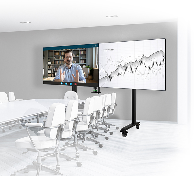 B-TECH SYSTEM X - XXL Twin Screen VC Trolley with Webcam Shelf for 75-85" Displays BT8518/BS B-TECH SYSTEM X - XXL Twin Screen VC Trolley with Webcam Shelf for 75-85" Displays BT8518/BS