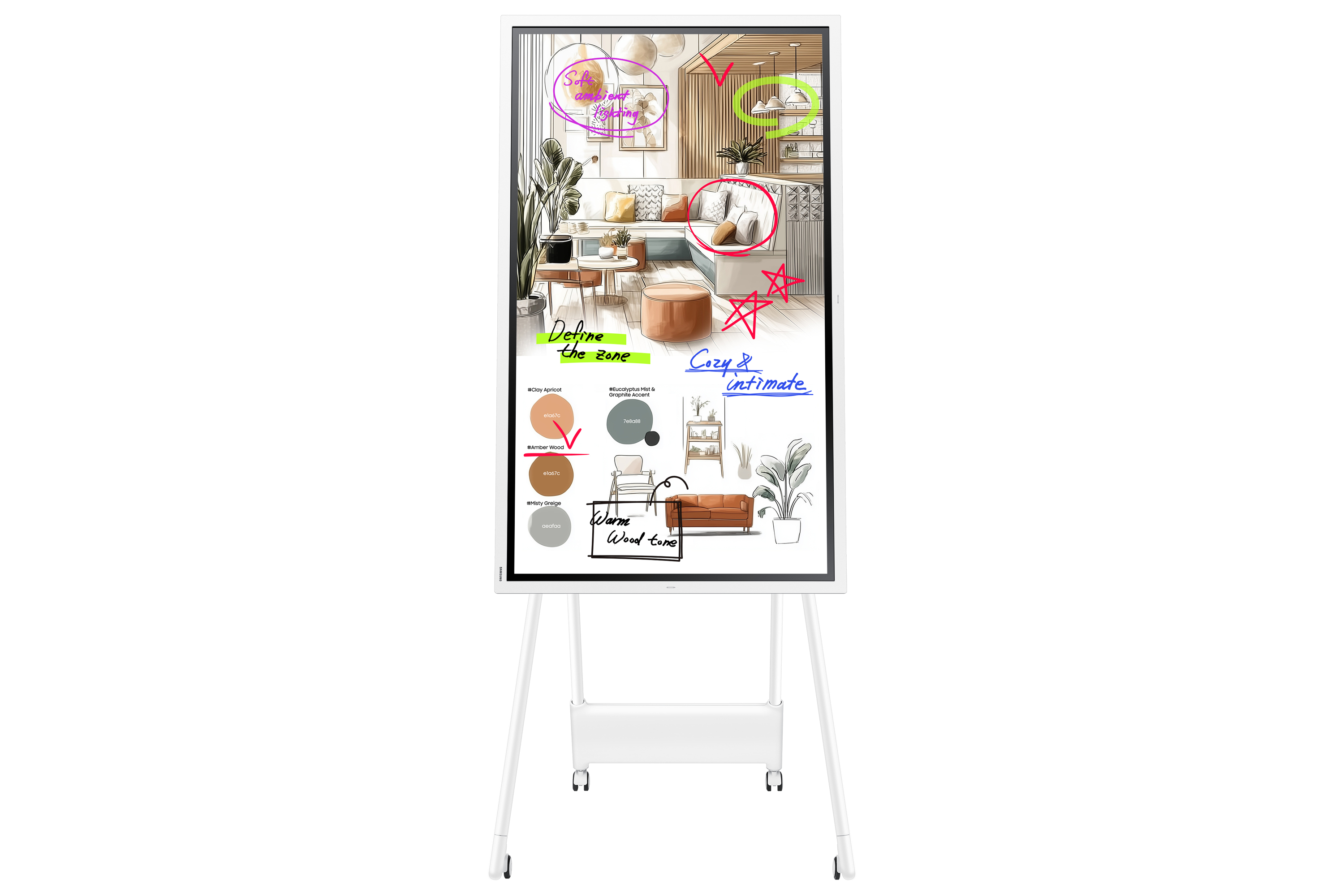 Kunstwandbild, Interior-Design, Wohnzimmer-Dekor, Moodboard, Skizzen-Layout