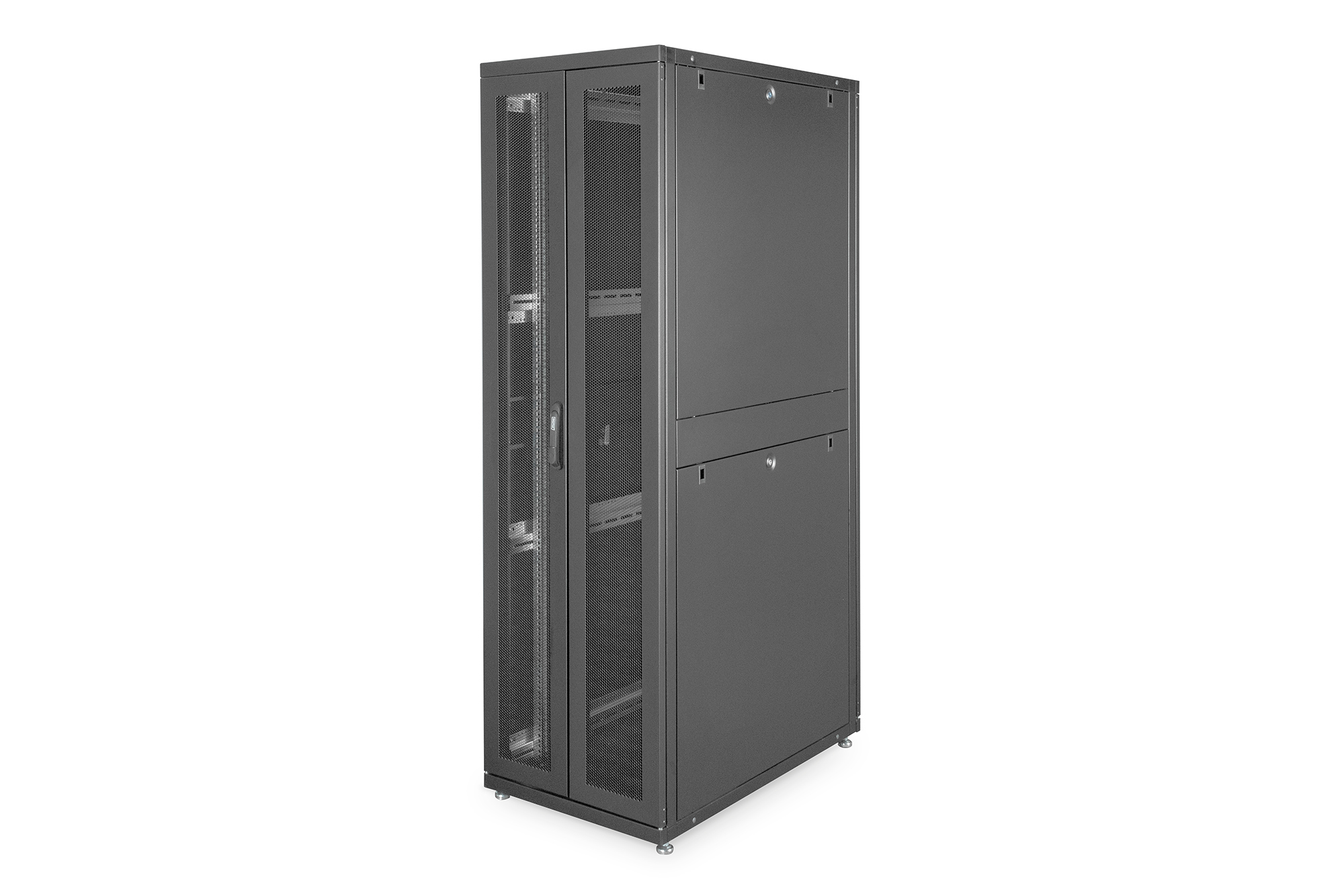 DIGITUS Serverschrank 42HE Serverschrank Unique 2050x600x1000 mm perforierte Stahltür schwarz RAL 9005 DN-19 SRV-42U-B-1