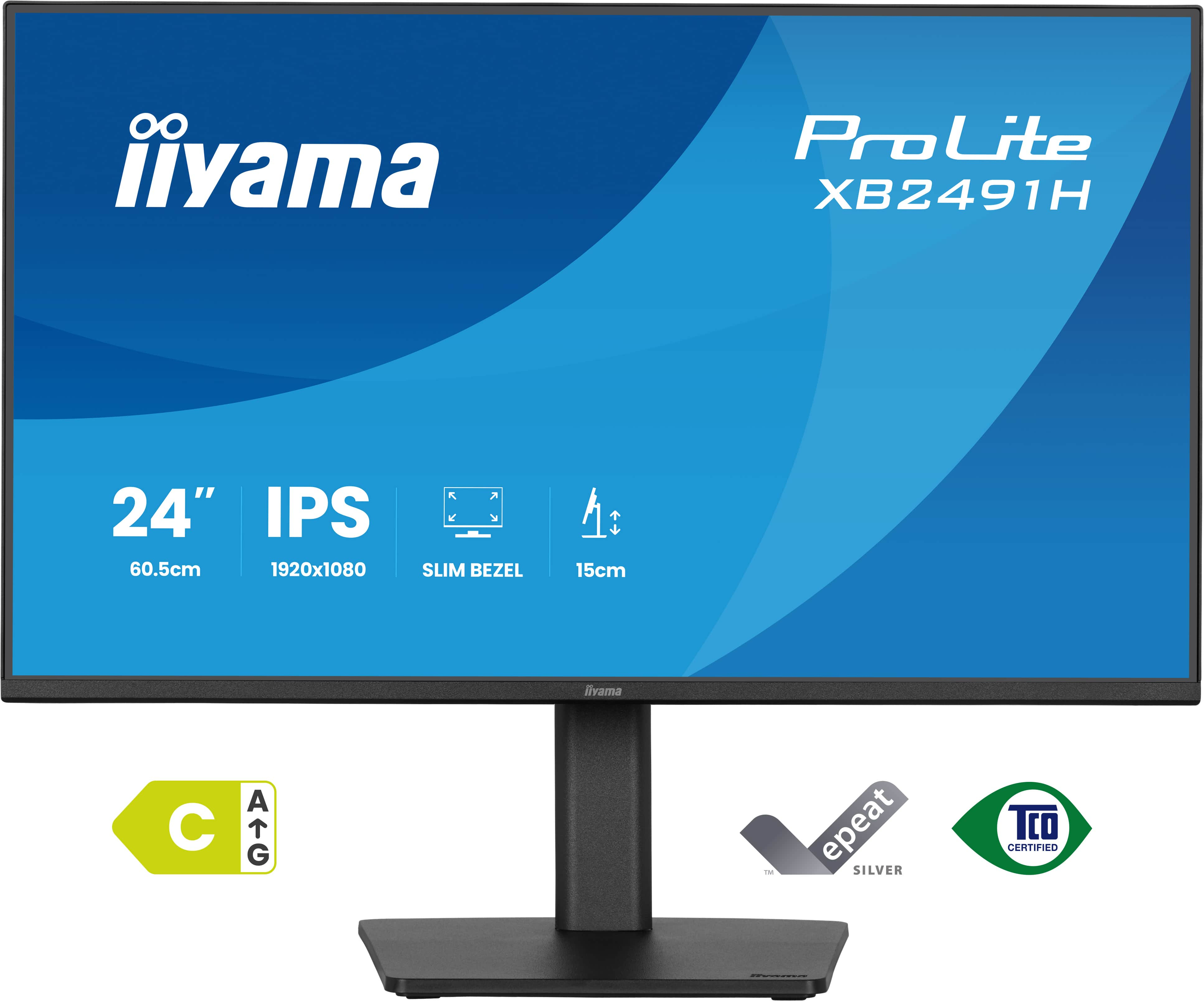 24 Zoll, IPS, Full-HD 1920x1080, Slim-Bezel, Monitorständer