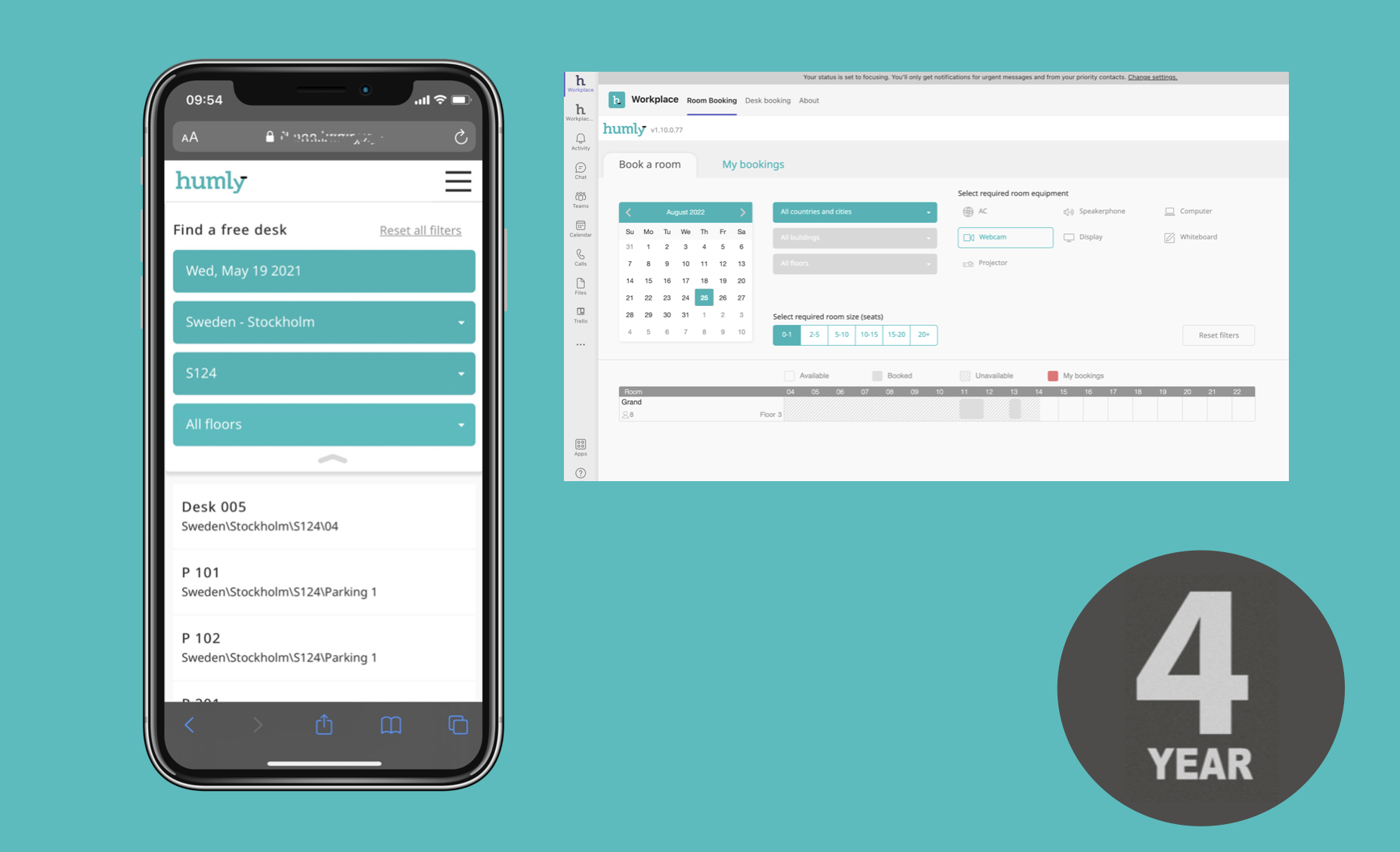 desk, Buchung, System, Mobil, Screenshots