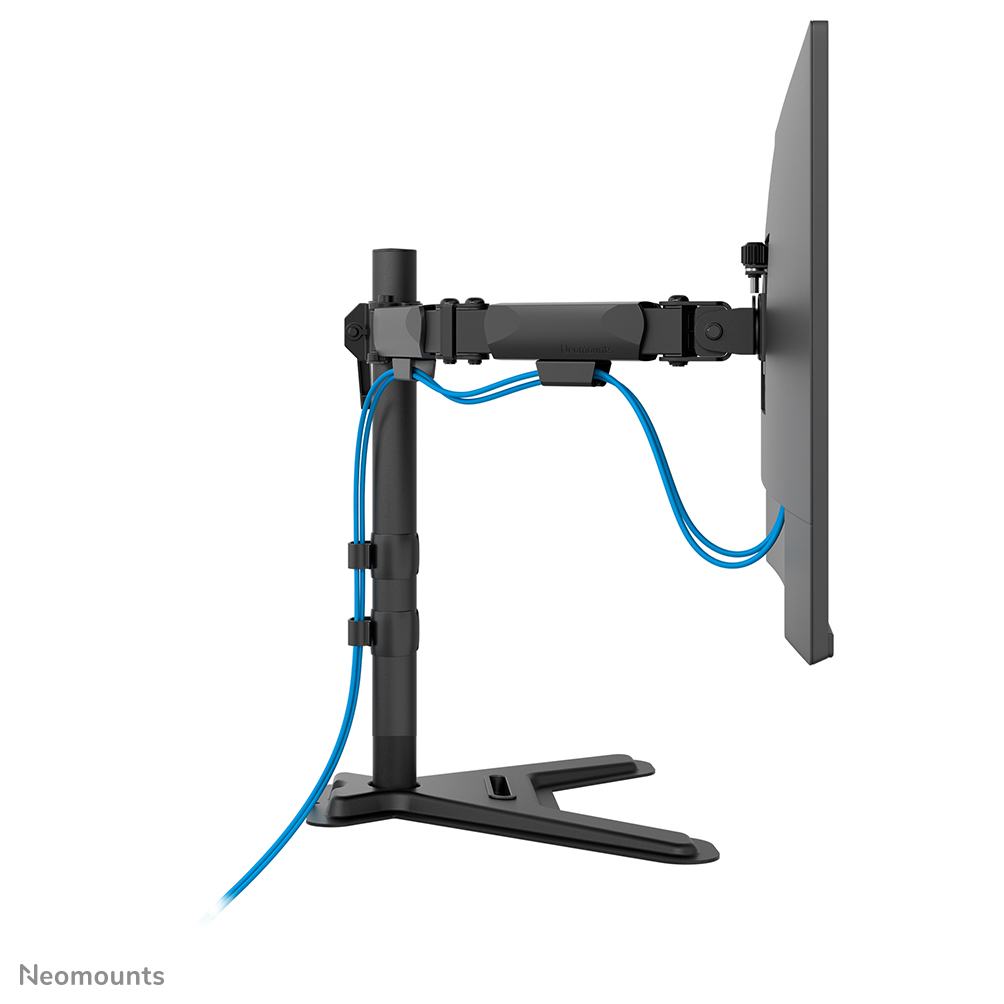 monitorarm, verstellbar, schreibtischhalterung, kabelmanagement, blaues kabel