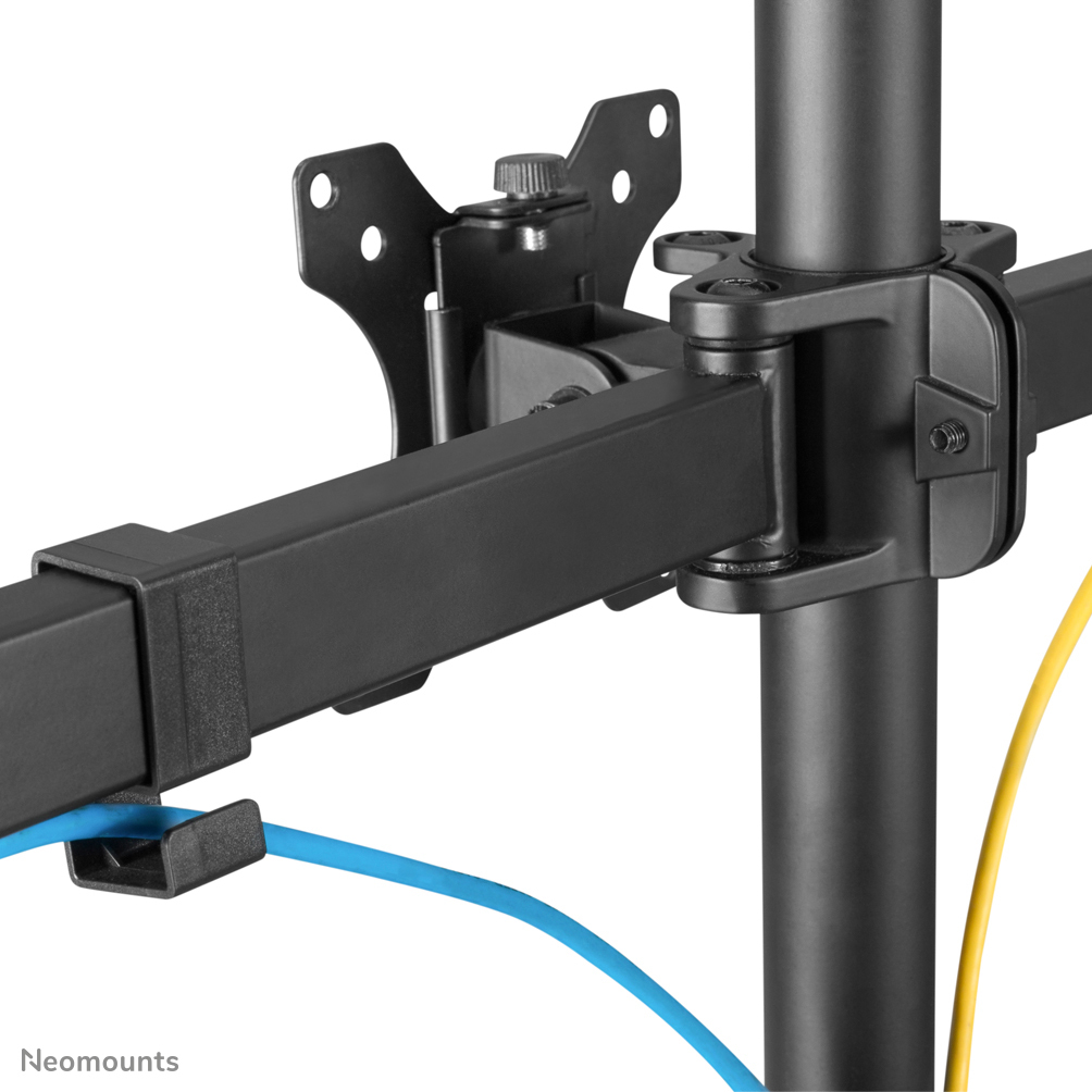 monitor-arm, befestigungshalter, verstellbar, metallführung, kabelclip