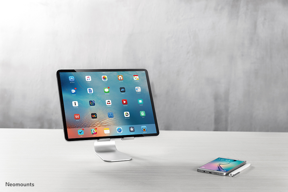 Neomounts Tablet-Ständer - Tablet/UMPC - Passive Halterung - Tisch/Bank - Silber