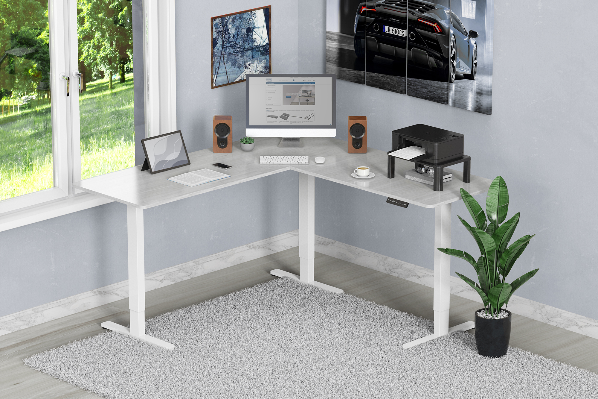 werkbank, Home-Office, Schreibtisch, Computer-Setup, Monitor