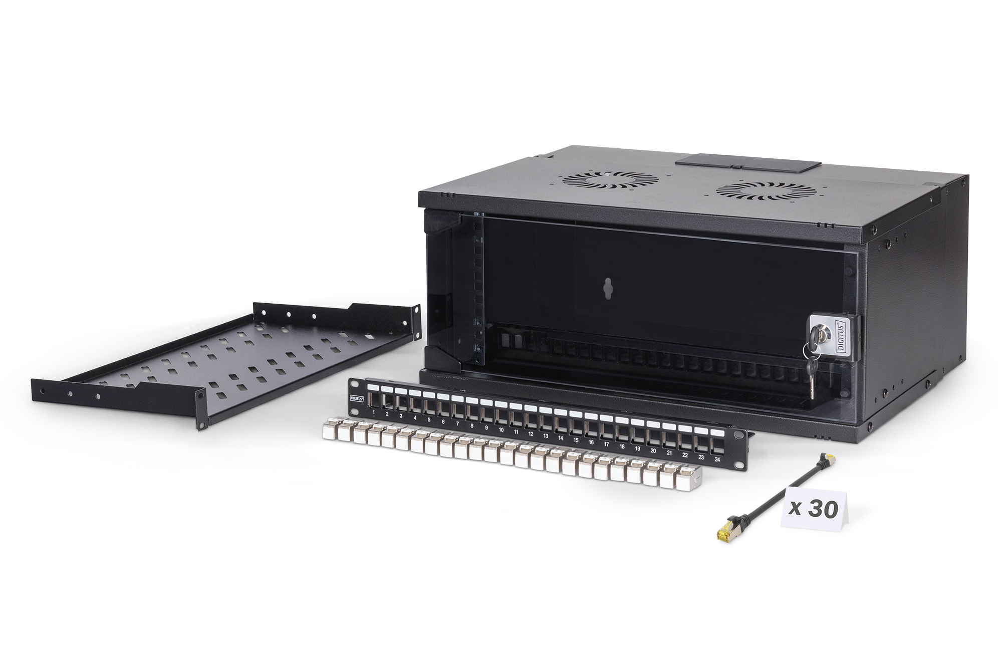 Server-Schrank, Patchpanel, Netzwerk-Rack, abschließbares Gehäuse, Kabelablage