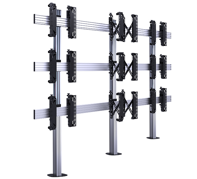 B-TECH SYSTEM X - 3 x 3 Universal Bolt-Down Videowall Mounting System with Micro-Adjustment for 55-60" Displays BT8372-3x3-60/BS