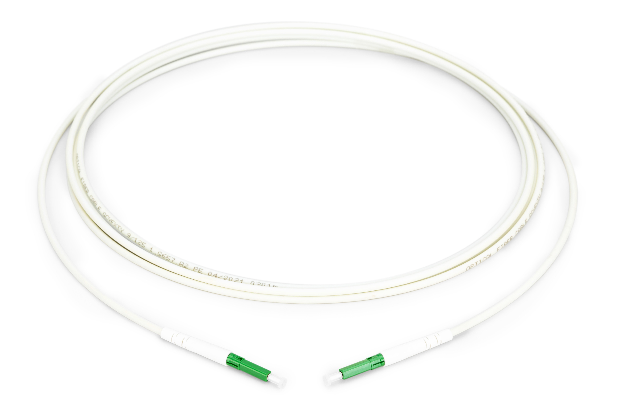 Faser-Kabel,  optisches Kabel, Single-Mode, SC/APC-Steckverbinder, weiße Ummantelung