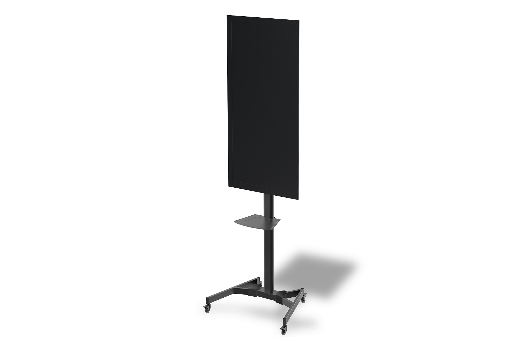 schwarzes Display, Bildschirmständer, Rollbarer Ständer, Medienwand, TV-Halterung