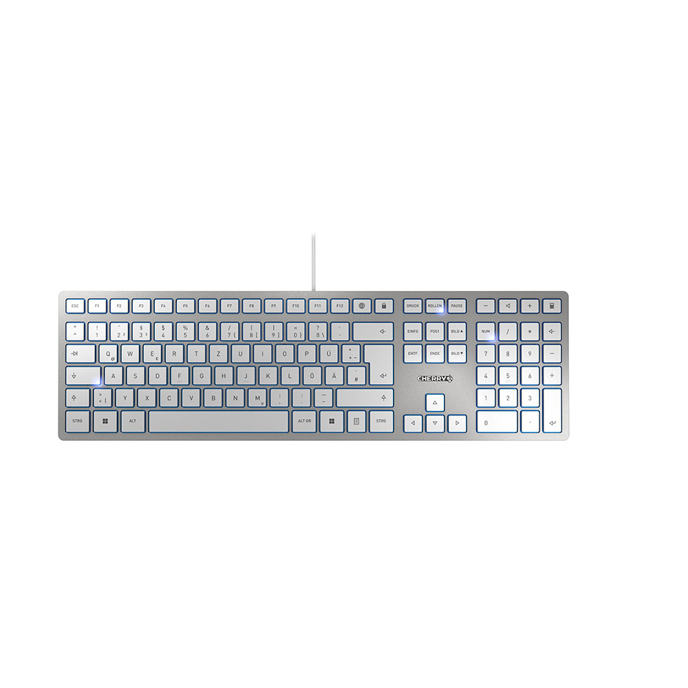 CHERRY KC 6000 SLIM Kabelgebundene Tastatur, Silber/ Weiß, USB (QWERTZ - DE)
