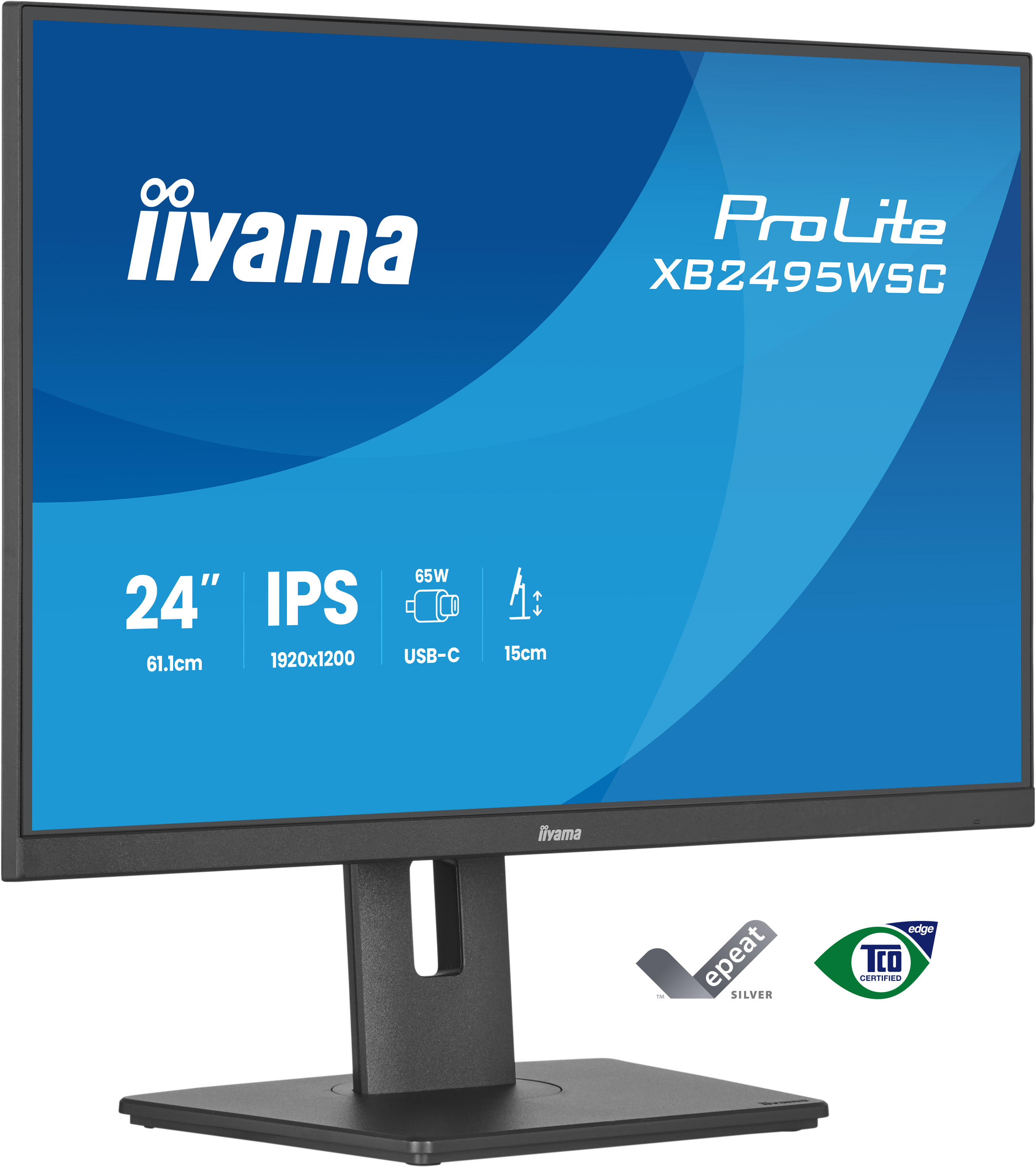 Monitor, 24 Zoll, IPS, USB-C, Höhenverstellbarer Stand
