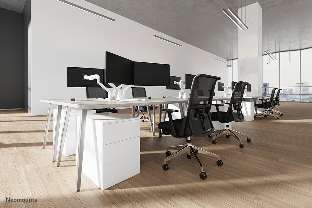 office, workspace, desk, ergonomischer-stuhl, bildschirme