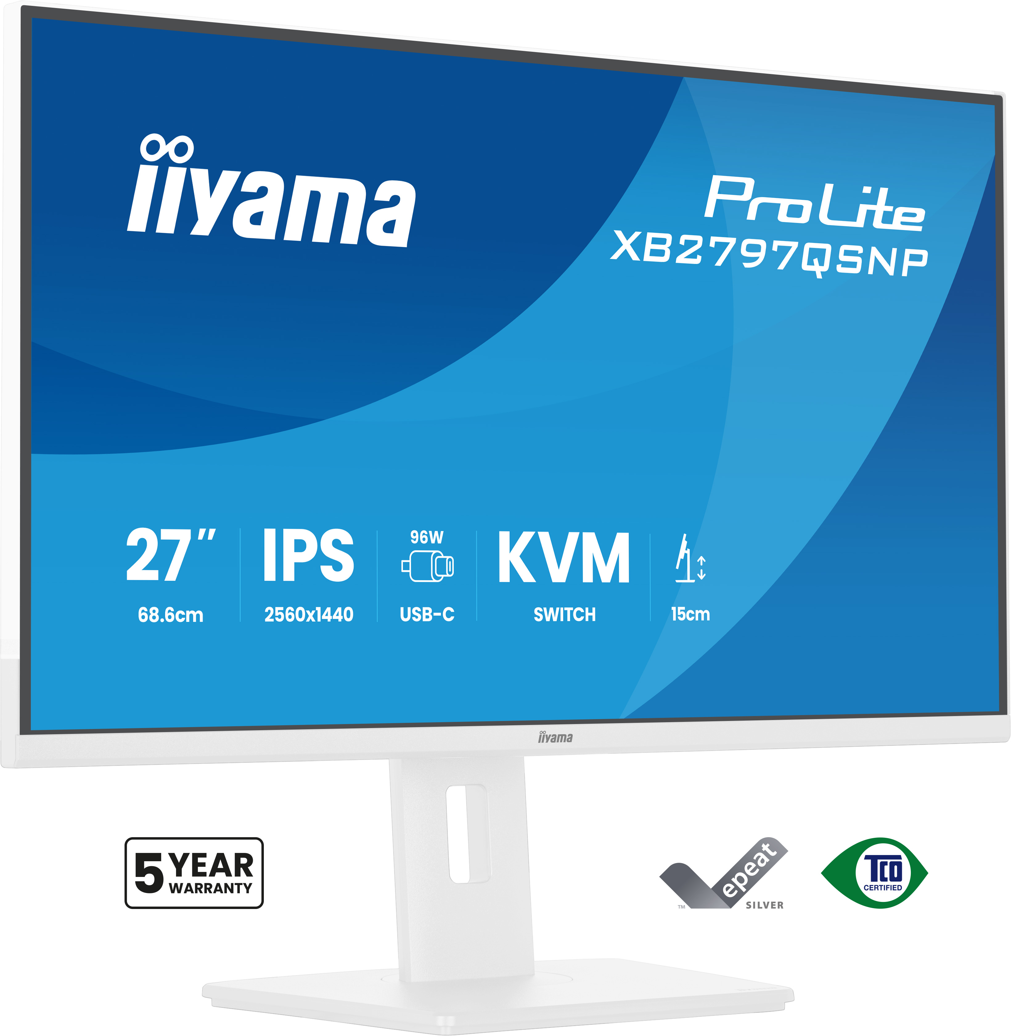 27 Zoll, IPS, USB-C, KVM, Monitorständer