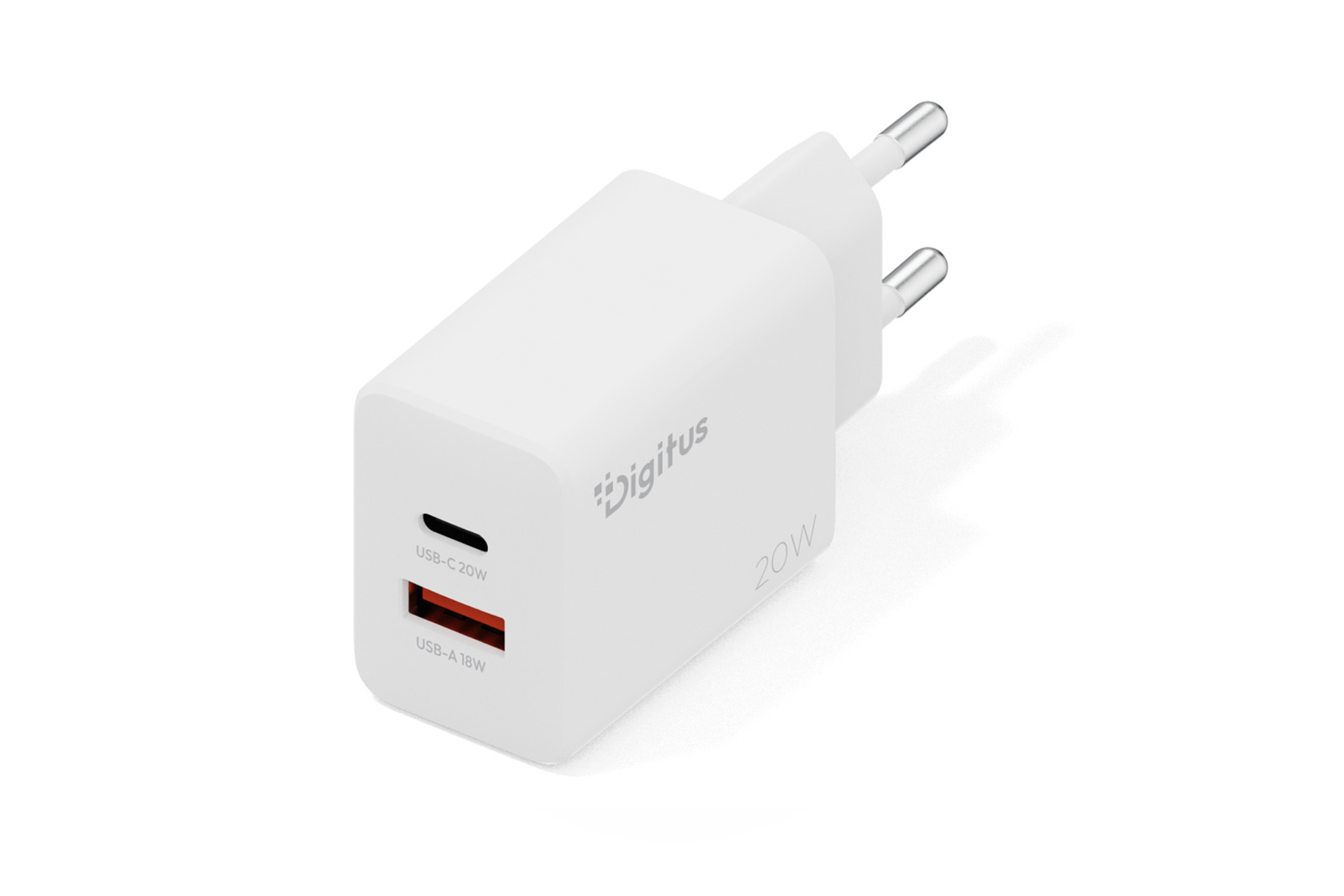 USB-C, 20W, Ladegerät, weiß, Dual USB
