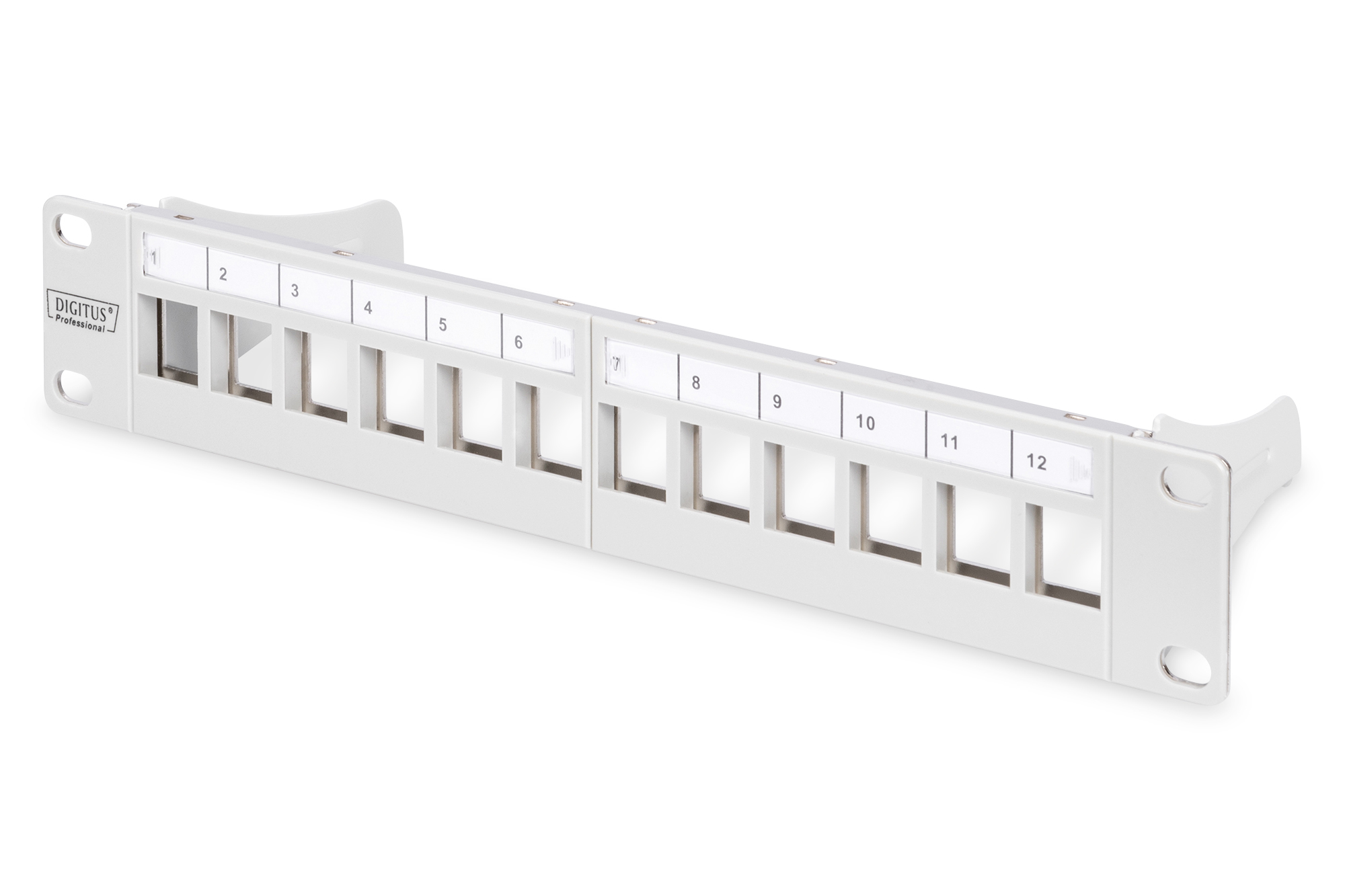 Patchpanel, Klemmenblock, DIN-Schiene, 12 Ports, Weiß