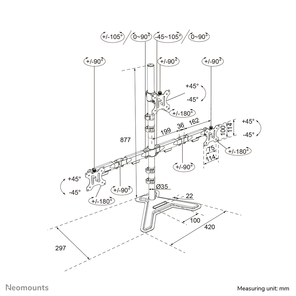 Monitore-Halterung, Bildschirmhalterung, Kamera-Stativ, Neomounts, Montagesystem