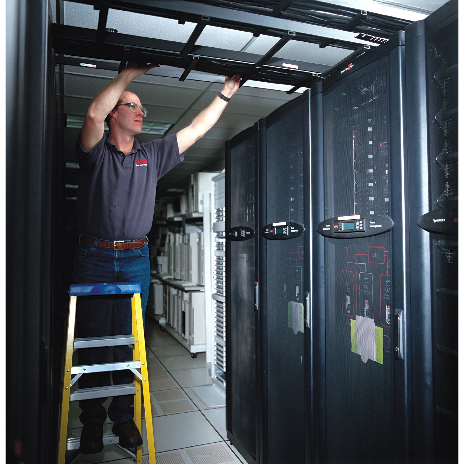 Rechenzentrum, Serverraum, Techniker, Rack, Wartung