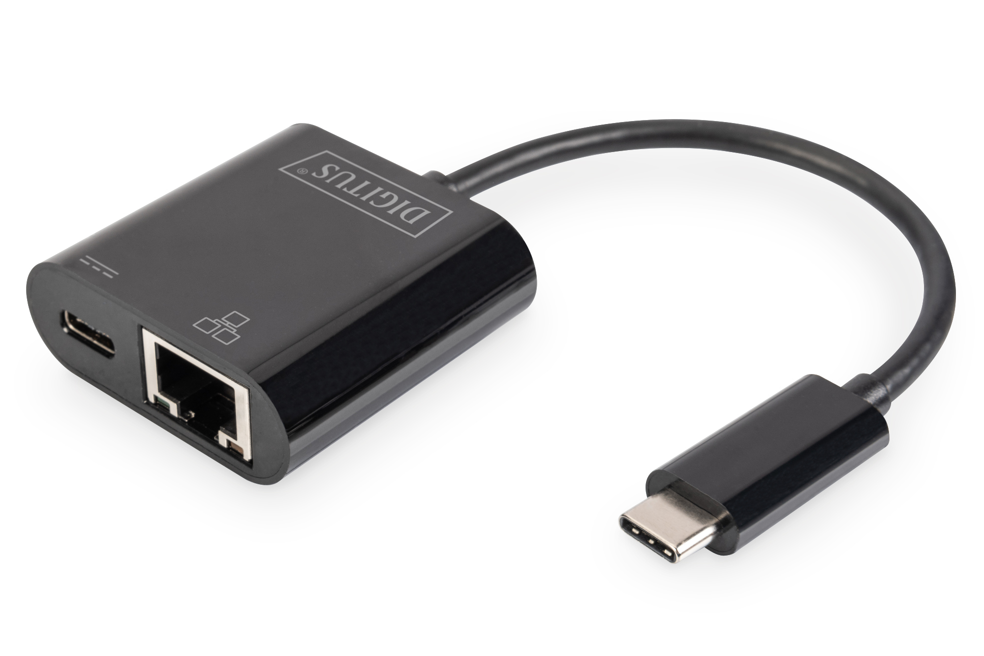 USB-C-Adapter, Ethernet-Anschluss, USB-C-Dongle, schwarz, Netzwerkadapter