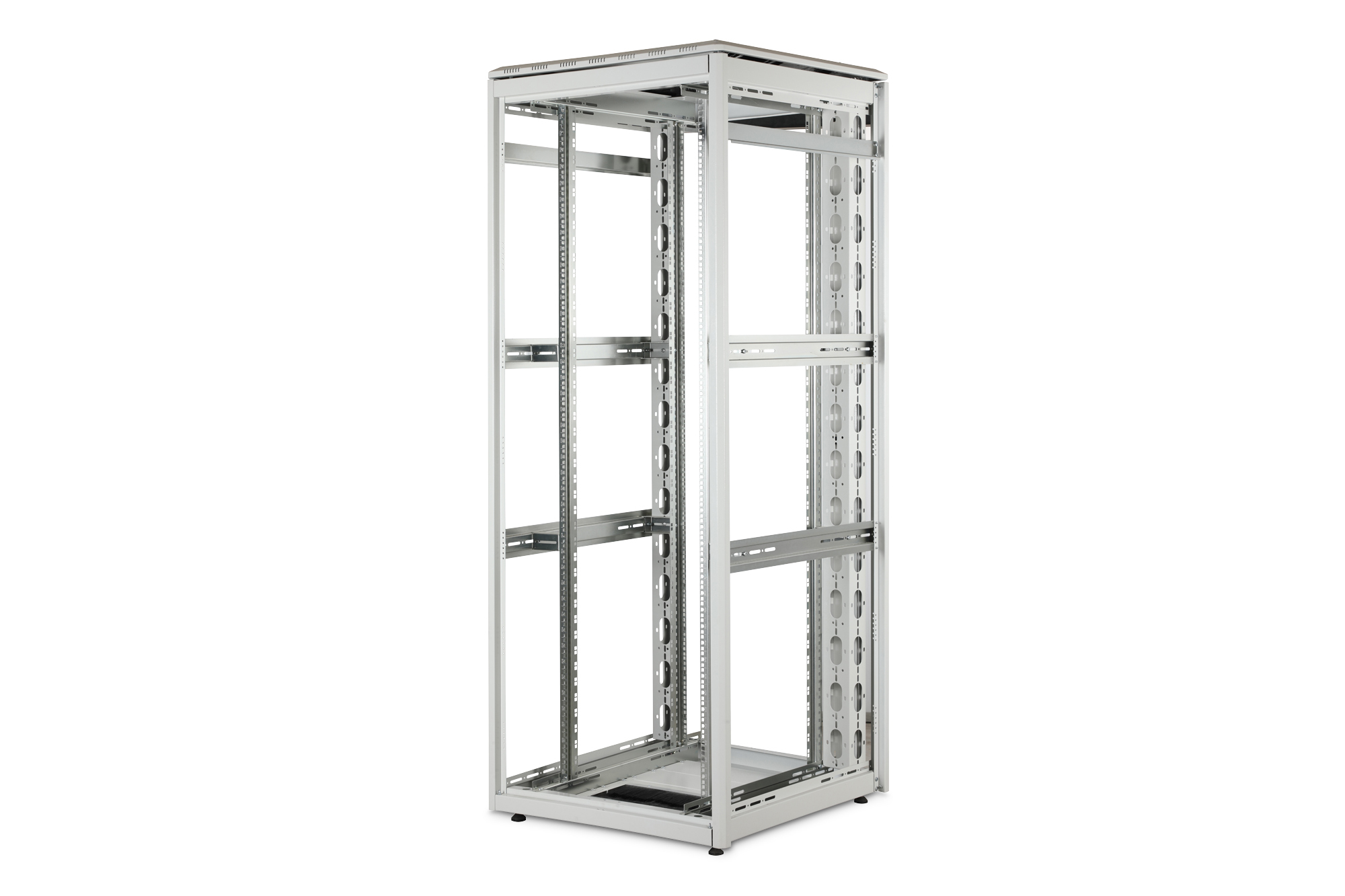 Serverrack, Metallrahmen, Offener Rahmen, Vertikale Schienen, Kabelmanagement