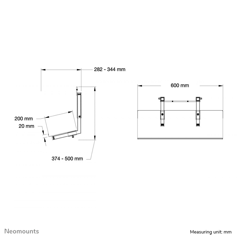 Neomounts Multimedia-Halterung - Notebook-Ständer - Schwarz - 5 kg - PLASMA-M2250 - PLASMA-W2250 - 600 mm - 195 mm