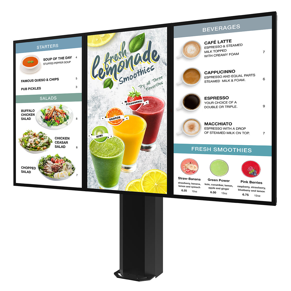 Peerless-AV Outdoor Portrait Digital Signage Menu Board Kiosk KOF555-3-LGE-EUK Werbung, Speisekarte, Text
