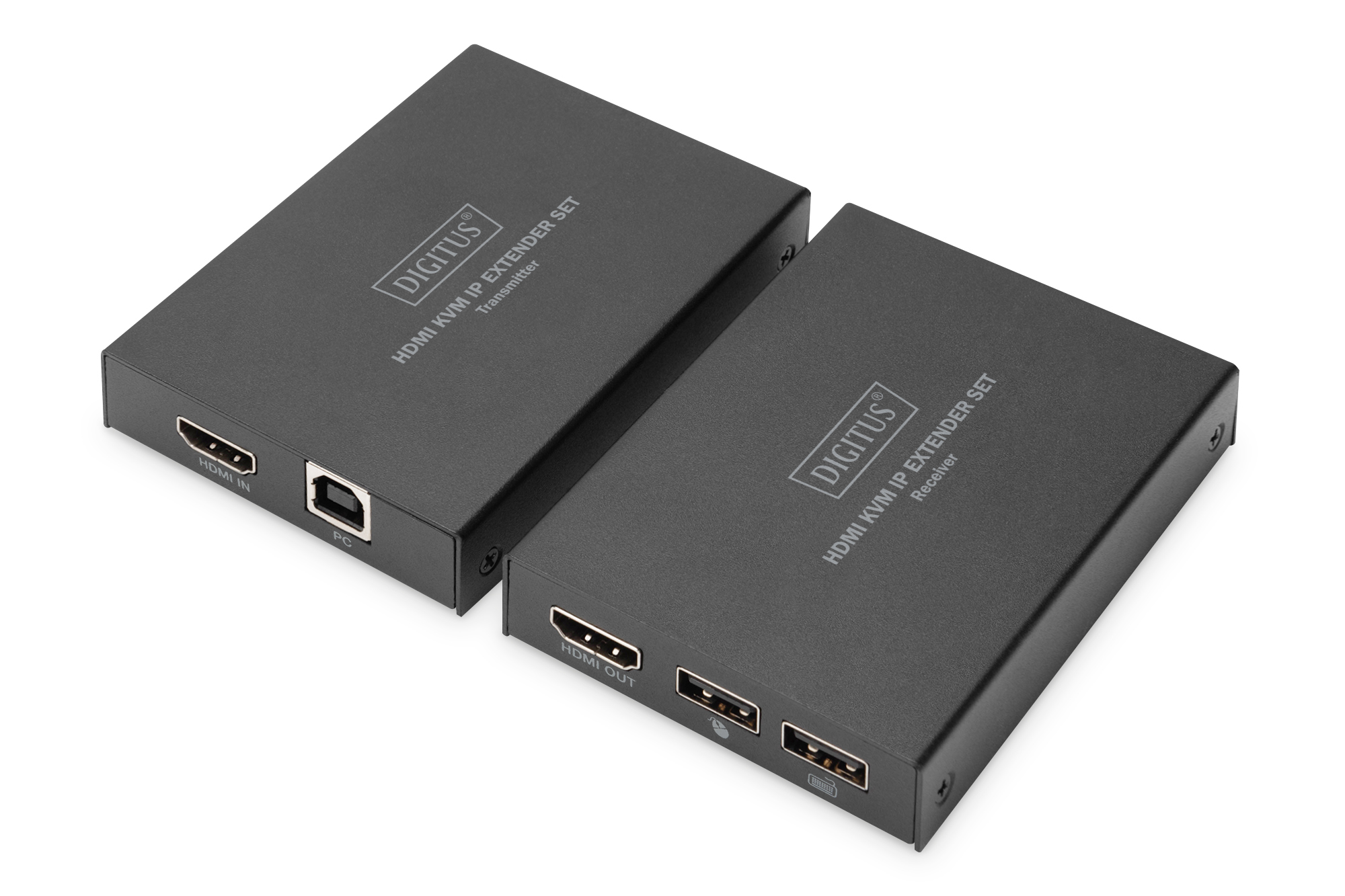 HDMI extender, KVM extender, Transmitter, Receiver, Packet, metal enclosure