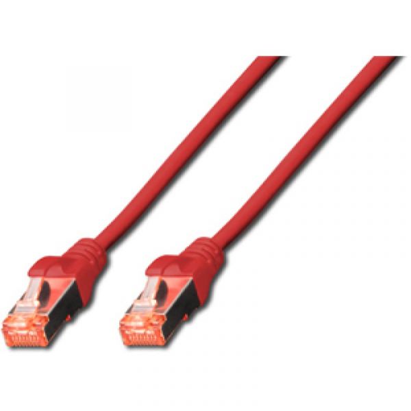 DIGITUS Patchkabel CAT 6 S-FTP, Länge 0,5 m, Farbe Rot