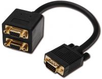 Vorschau: DIGITUS VGA Monitor Y-Verteilerkabel, HD15 - 2xHD15 St/Bu, 0.2m