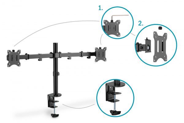 DIGITUS Universal Dual Monitorhalter mit Klemmbefestigung