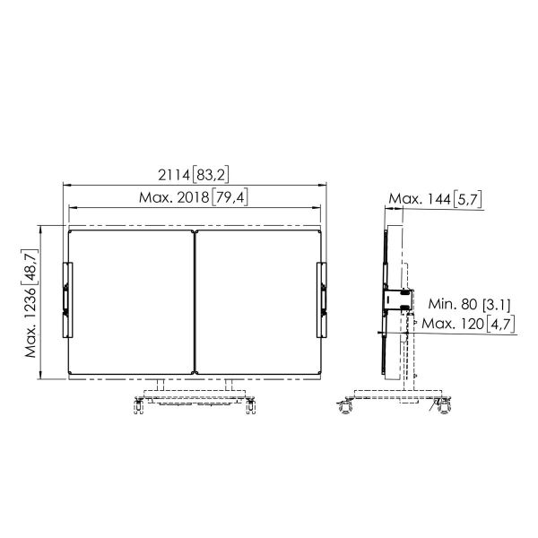 Vogels Z RISE A228 WHITEBOARD SET 86" für Stand/Trolley