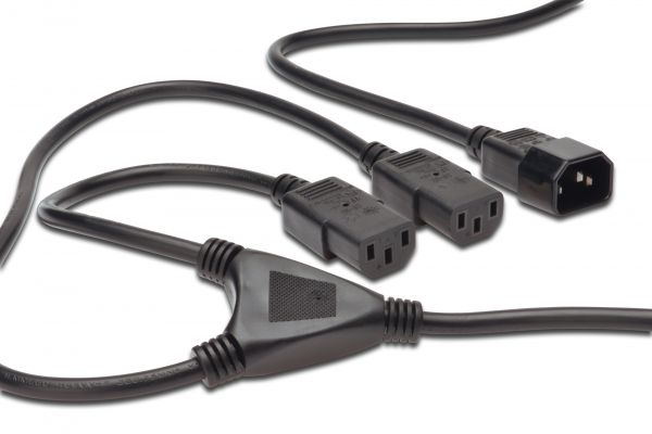 DIGITUS Netzverteilerkabel, C14 - 2x C13 St/Bu, 1.7m